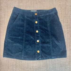 Altar’d State Navy Corduroy Button Down Mini Skirt XS Cottagecore Prep Academia